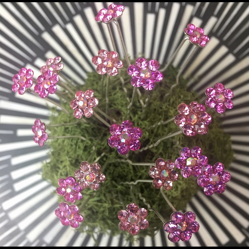 New! 20 “Crystal” Hairpins/Pink + Millennial Pink
